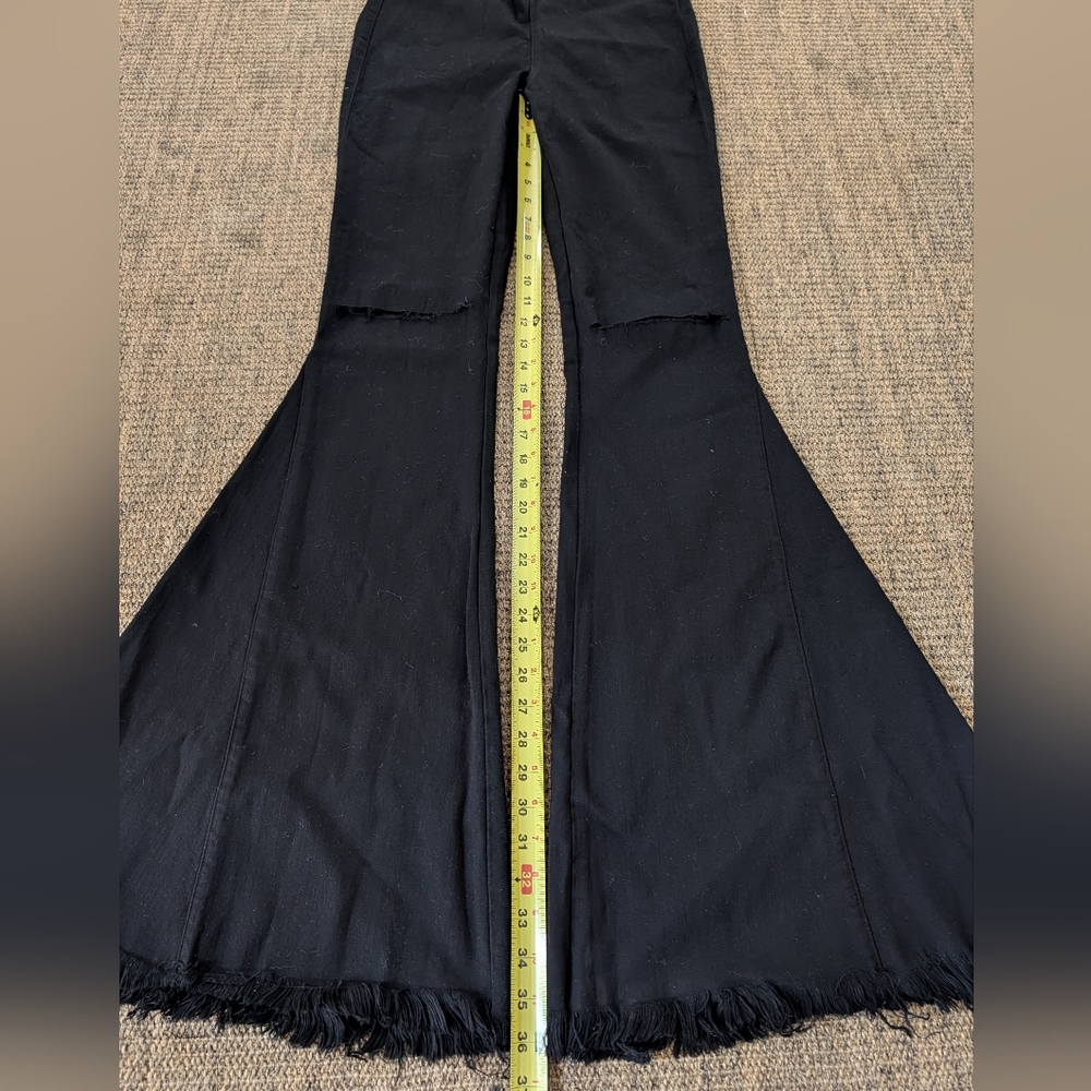 Show Me Your Mumu Berkeley Bells Long Wide Leg Jeans Flare High Rise Fray Sz XL - Picture 7 of 10